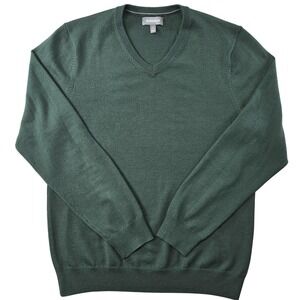 Bonobos‎ Sweater Mens L Green V-Neck Pullover Slim Fit Merino Wool Lightweight